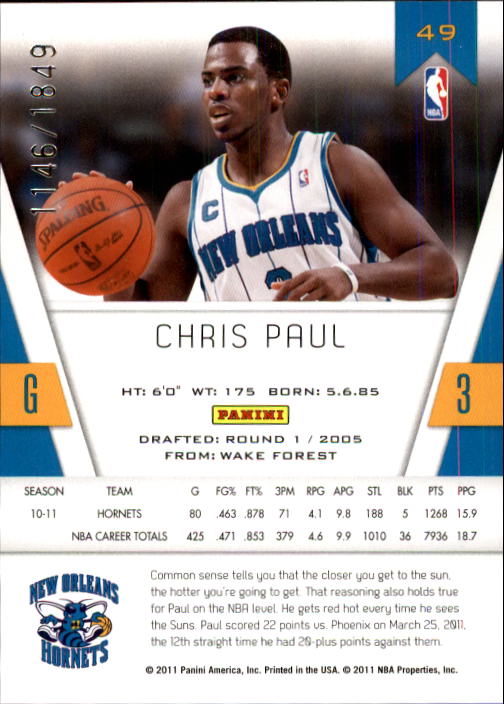 2010-11 Totally Certified #49 Chris Paul back image