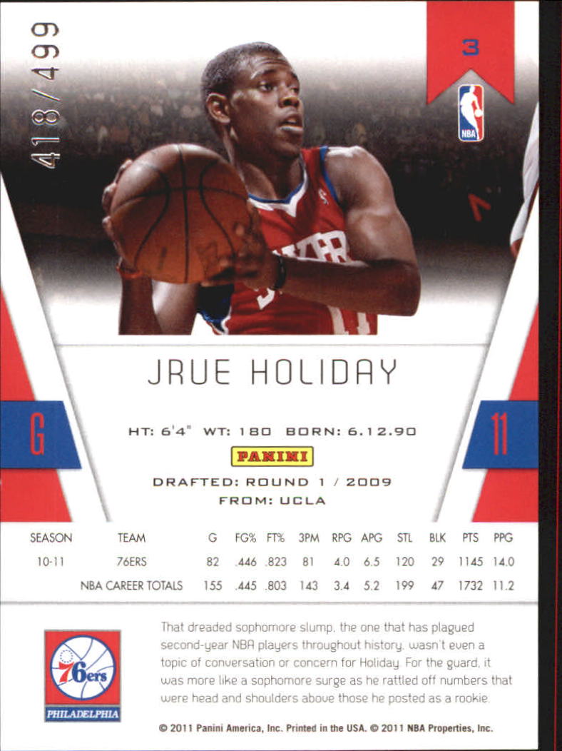 2010-11 Totally Certified Red #3 Jrue Holiday back image