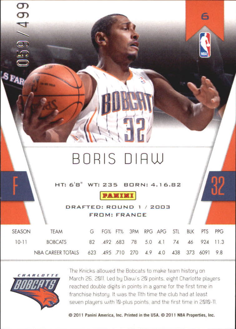 2010-11 Totally Certified Red #6 Boris Diaw back image