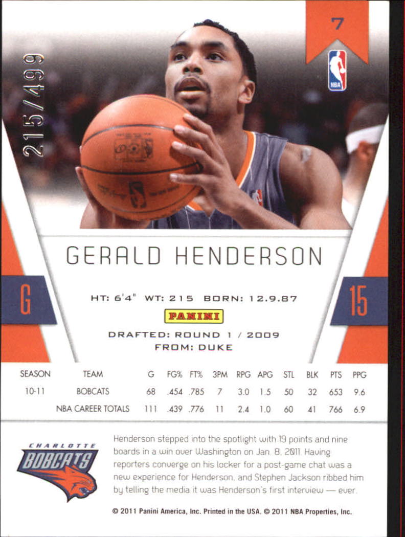 2010-11 Totally Certified Red #7 Gerald Henderson back image