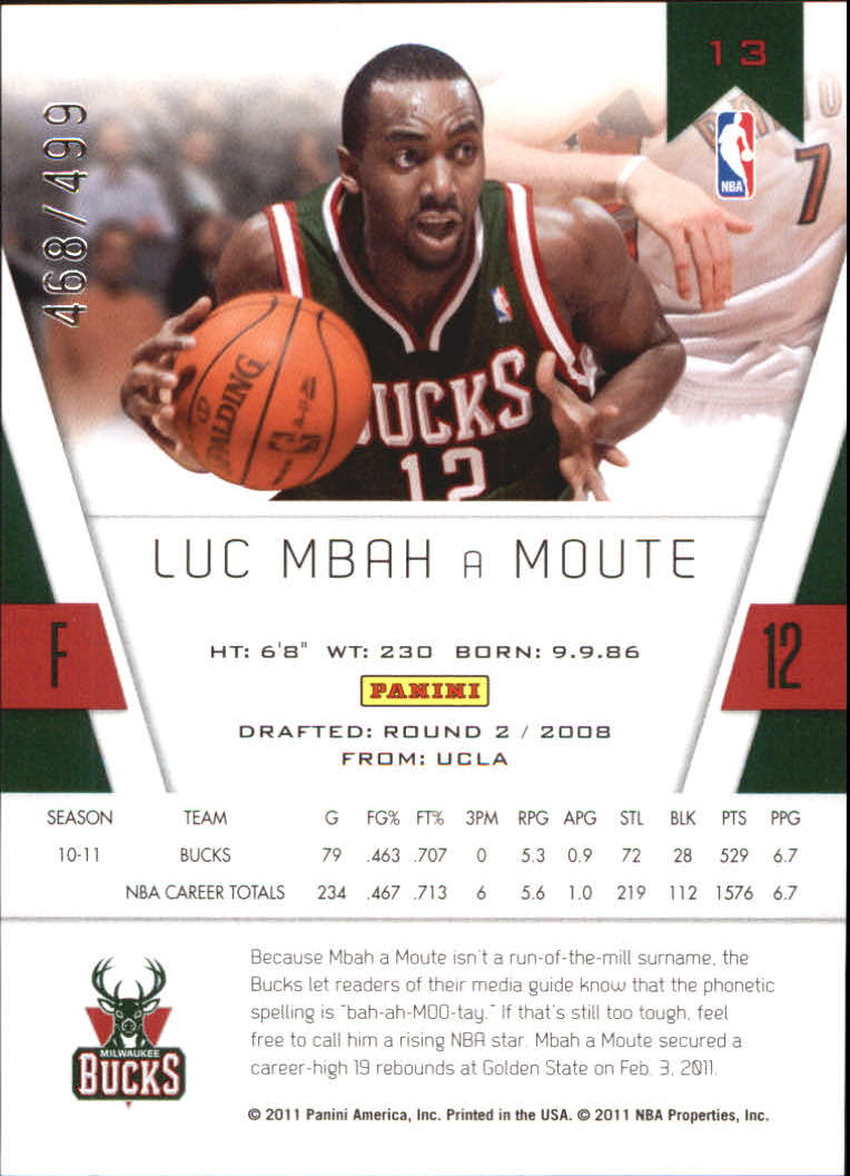 2010-11 Totally Certified Red #13 Luc Mbah a Moute back image