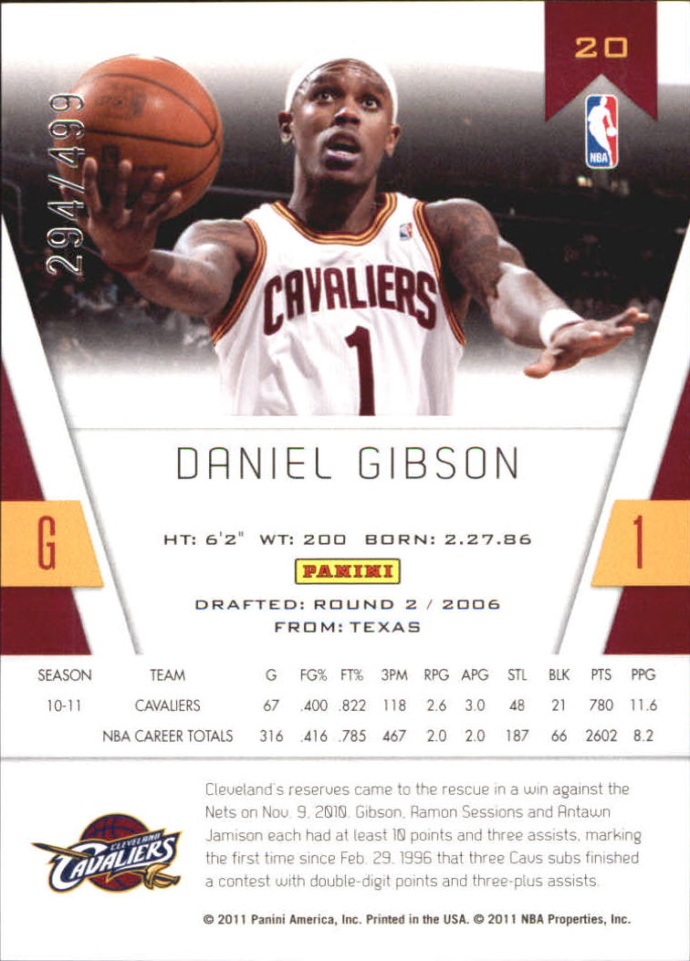 2010-11 Totally Certified Red #20 Daniel Gibson back image