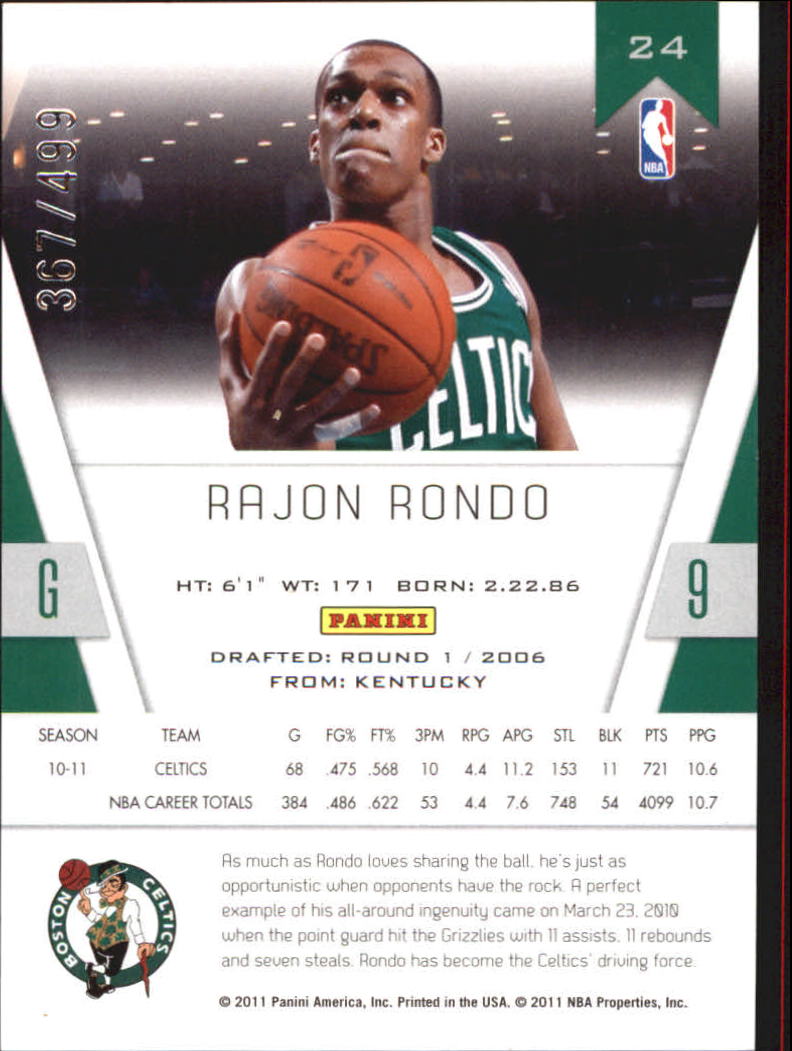 2010-11 Totally Certified Red #24 Rajon Rondo back image