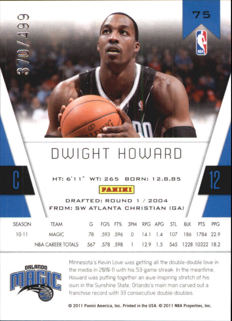 2010-11 Totally Certified Red #75 Dwight Howard back image