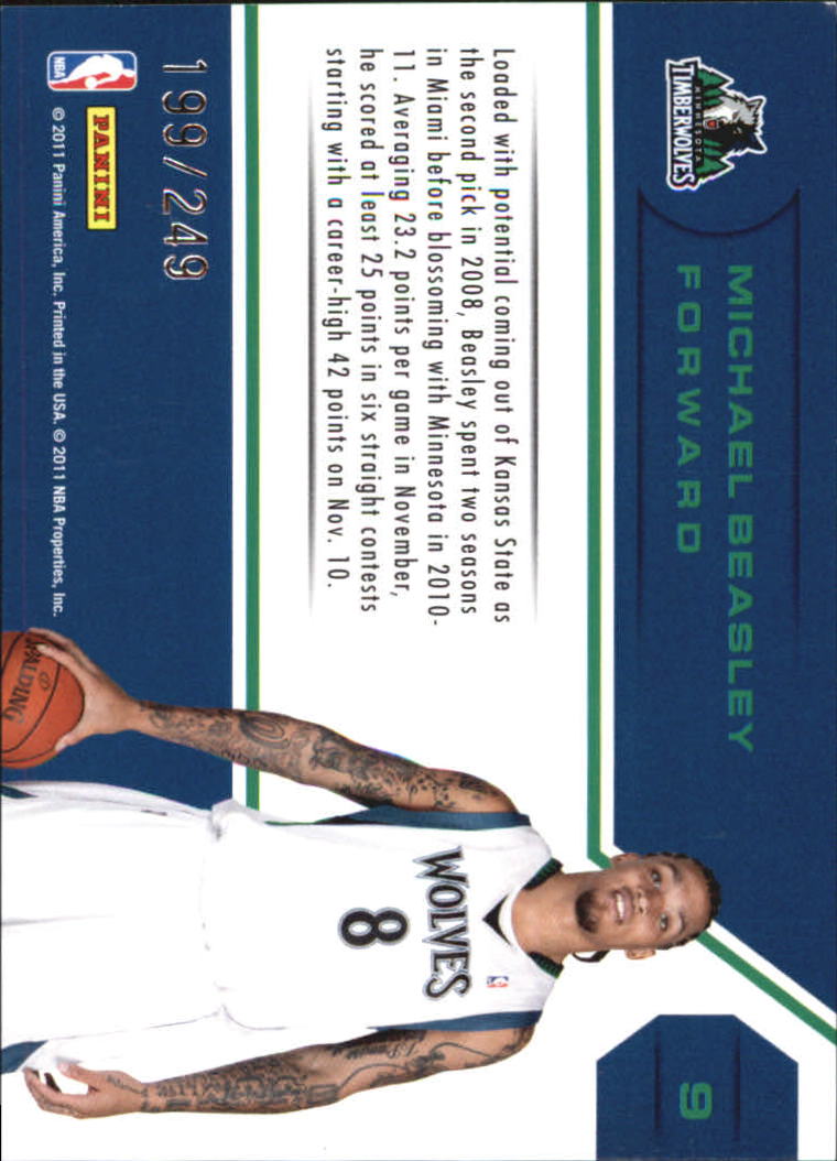 2010-11 Totally Certified Potential #9 Michael Beasley back image
