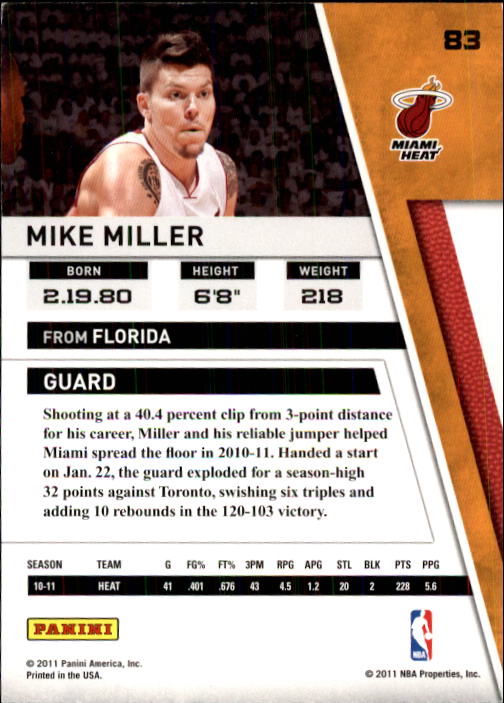 2010-11 Panini Season Update #83 Mike Miller back image