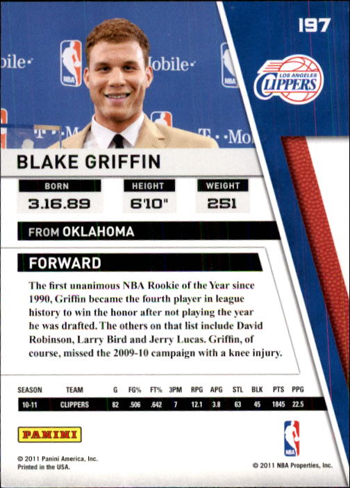 2010-11 Panini Season Update #197 Blake Griffin back image