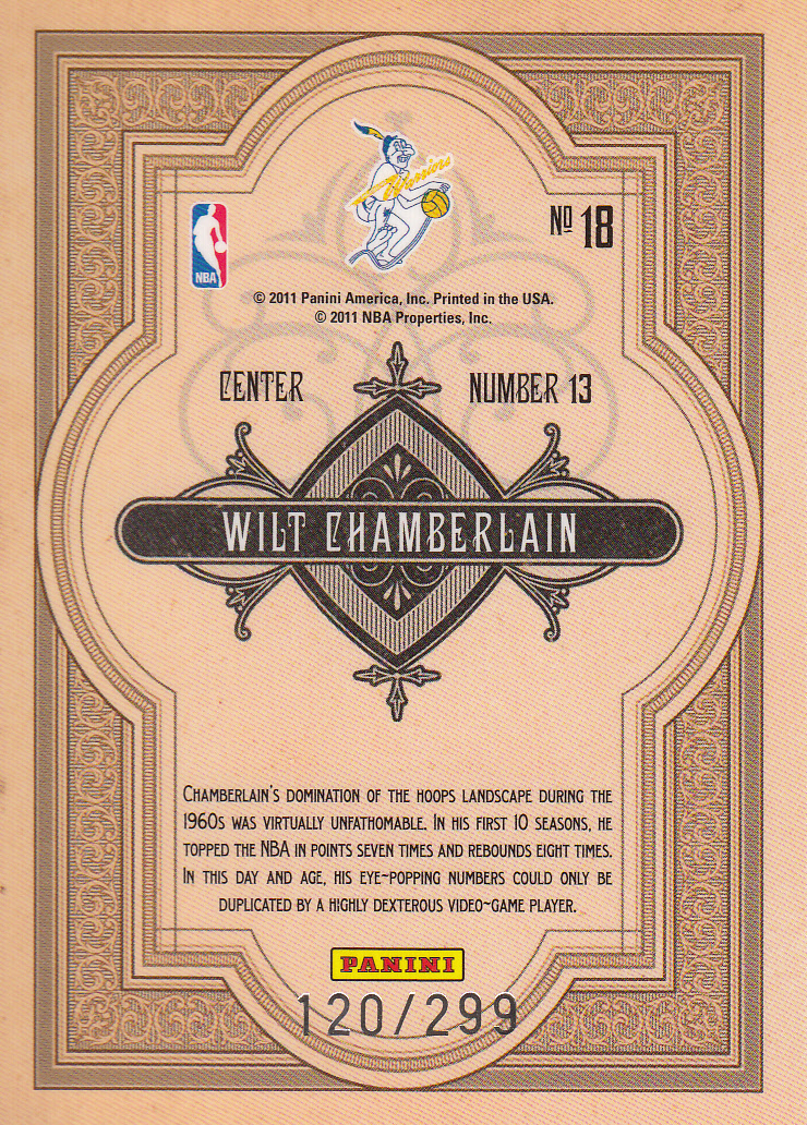 2010-11 Panini Gold Standard Gold Mining #18 Wilt Chamberlain back image