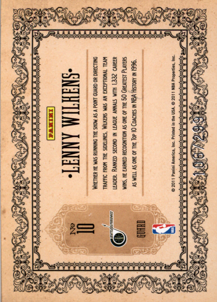 2010-11 Panini Gold Standard Golden Anniversary #10 Lenny Wilkens back image