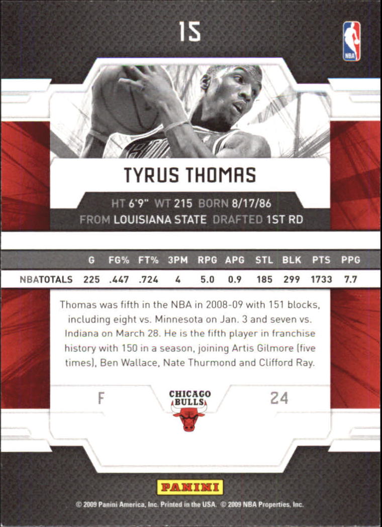 2009-10 Donruss Elite Retail #15 Tyrus Thomas back image
