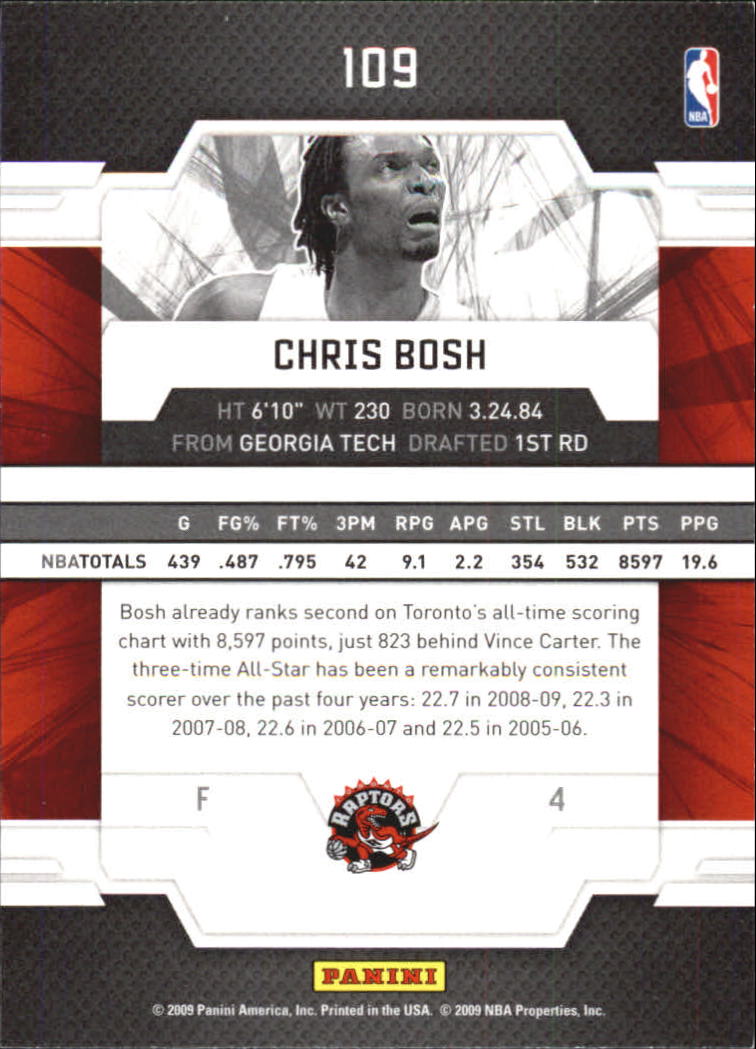 2009-10 Donruss Elite Retail #109 Chris Bosh back image