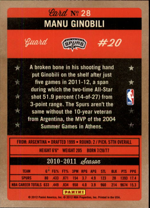 Manu Ginobili cards (2003-2018) Spurs - You Choose - Picture 117 of 163