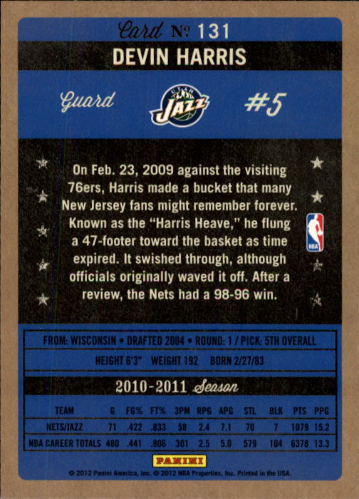 2011-12 Panini Past and Present #131 Devin Harris back image