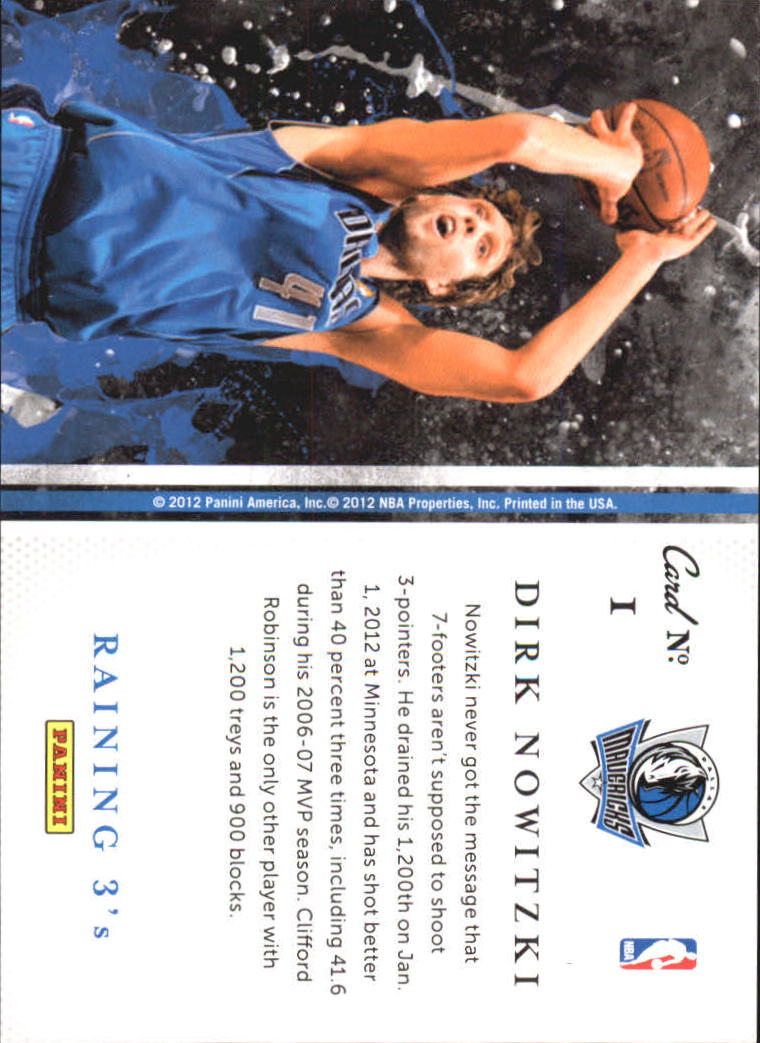 2011-12 Panini Past and Present Raining 3's #1 Dirk Nowitzki back image