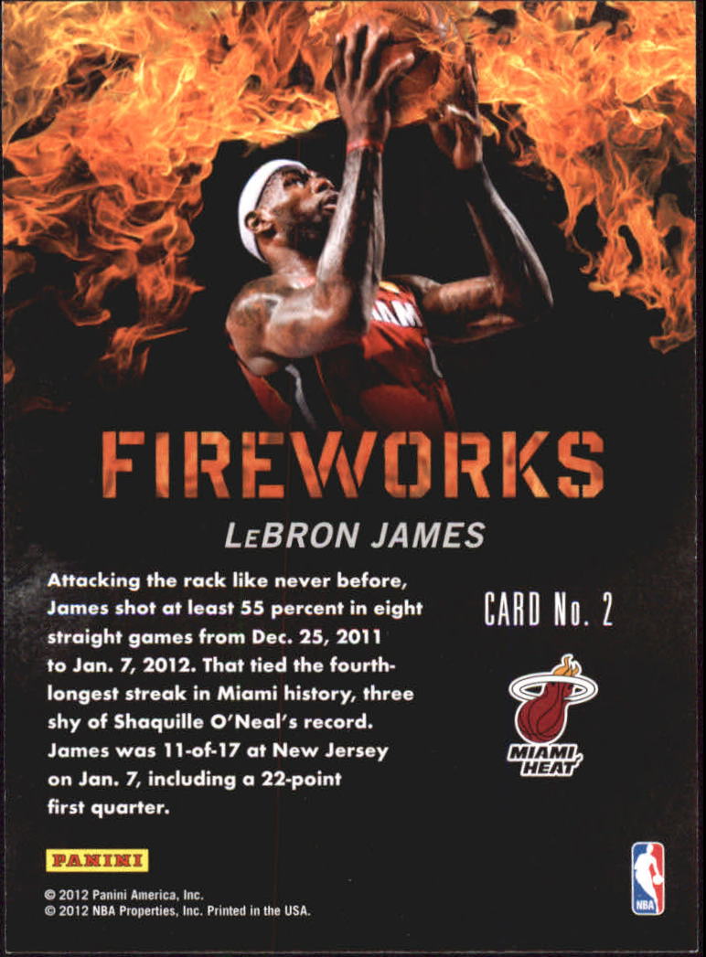 2011-12 Panini Past and Present Fireworks #2 LeBron James back image