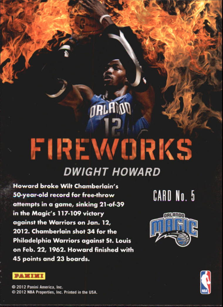 2011-12 Panini Past and Present Fireworks #5 Dwight Howard back image