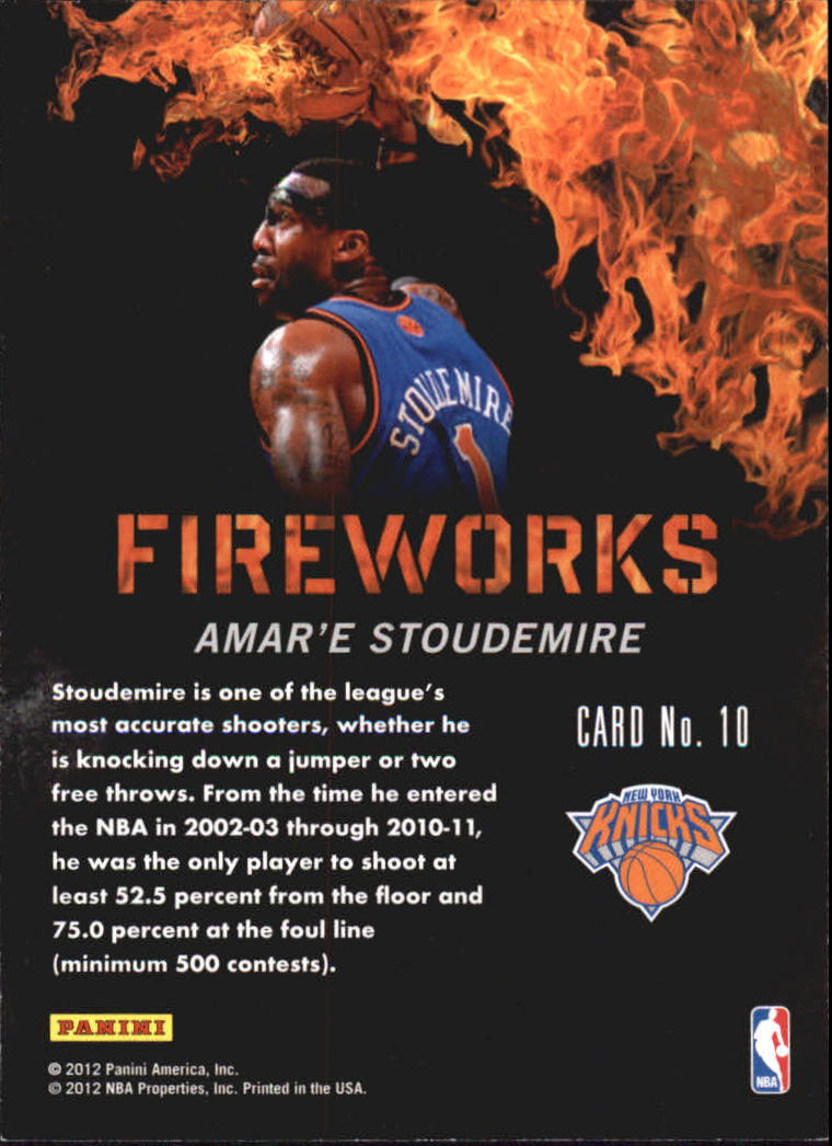 2011-12 Panini Past and Present Fireworks #10 Amare Stoudemire back image