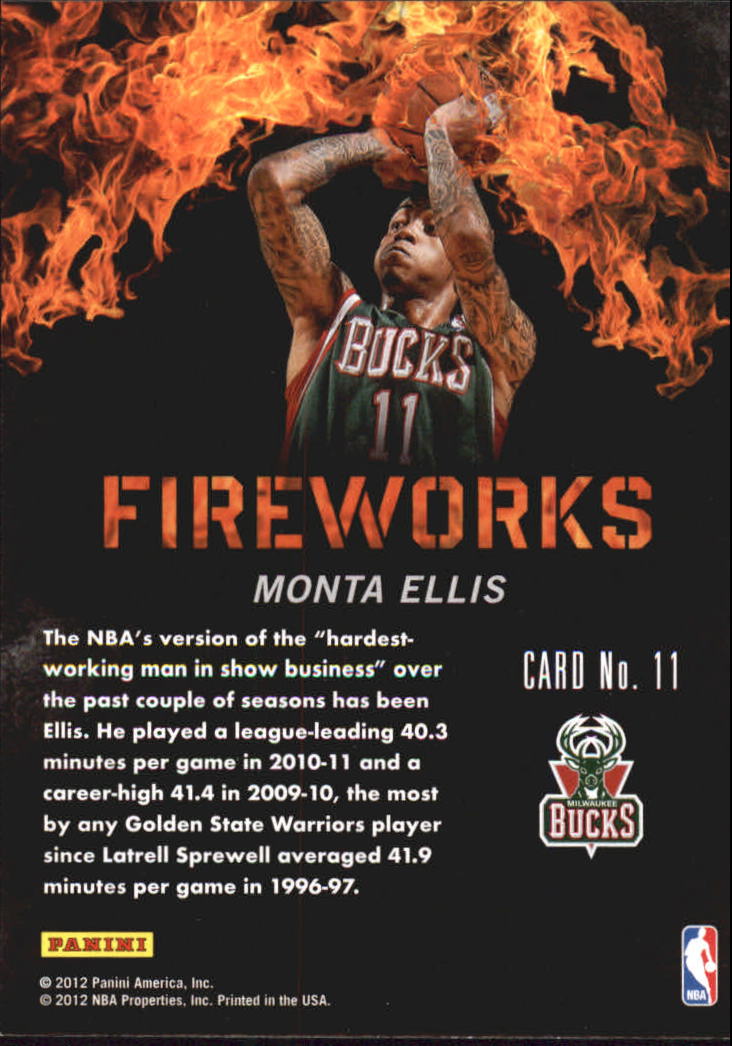 2011-12 Panini Past and Present Fireworks #11 Monta Ellis back image