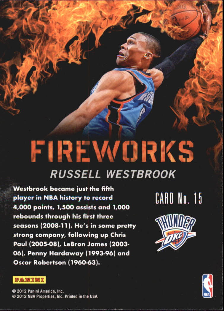 2011-12 Panini Past and Present Fireworks #15 Russell Westbrook back image