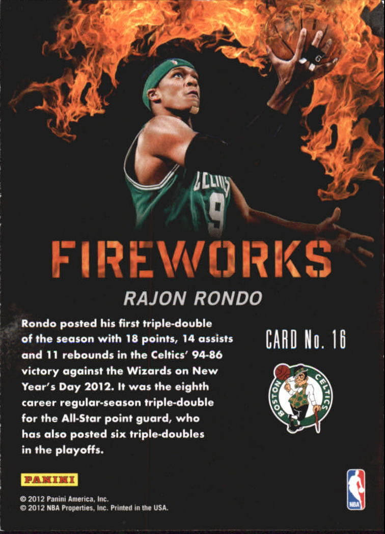 2011-12 Panini Past and Present Fireworks #16 Rajon Rondo back image