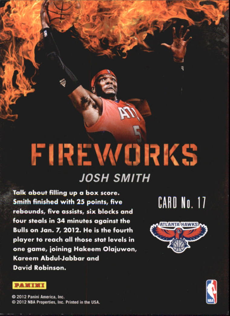 2011-12 Panini Past and Present Fireworks #17 Josh Smith back image