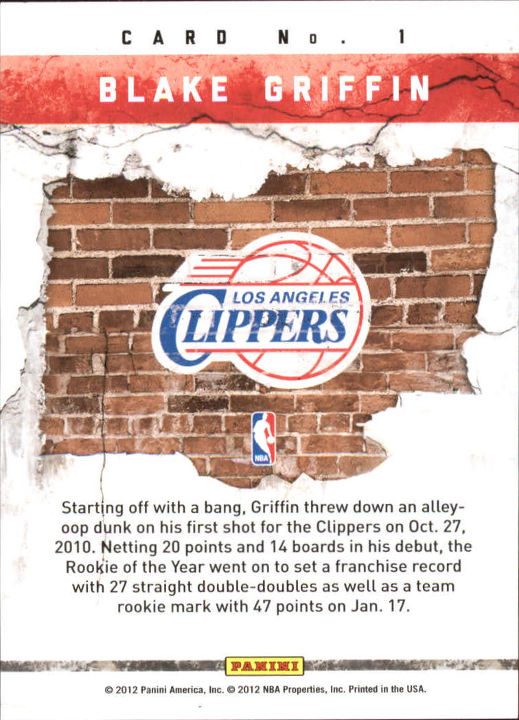 2011-12 Panini Past and Present Breakout #1 Blake Griffin back image