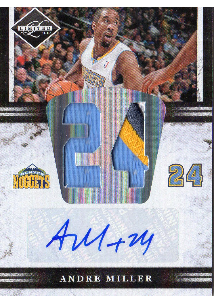 2011-12 Limited Jumbo Jersey Numbers Signatures Prime #3 Andre Miller/25