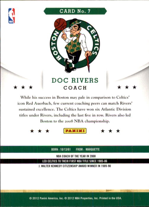 2012-13 Hoops #7 Doc Rivers CO back image