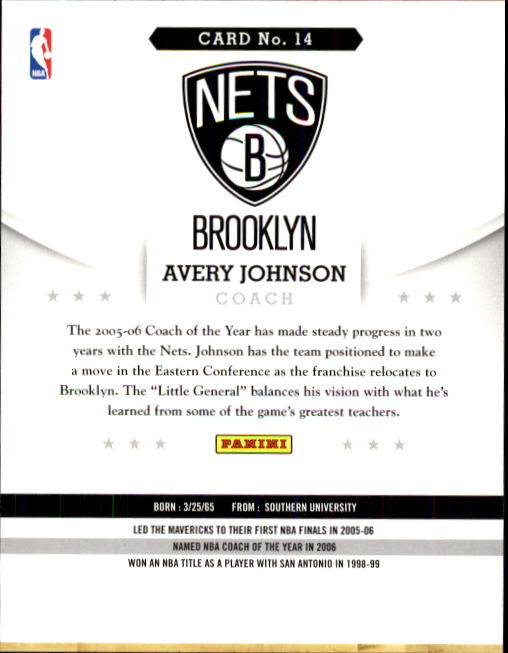2012-13 Hoops #14 Avery Johnson CO back image