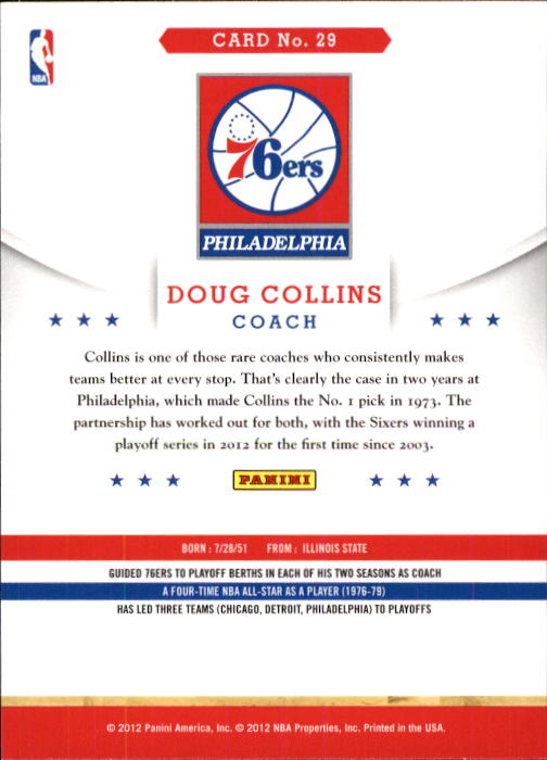 2012-13 Hoops #29 Doug Collins CO back image