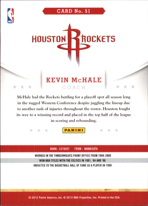 2012-13 Hoops #51 Kevin McHale CO back image