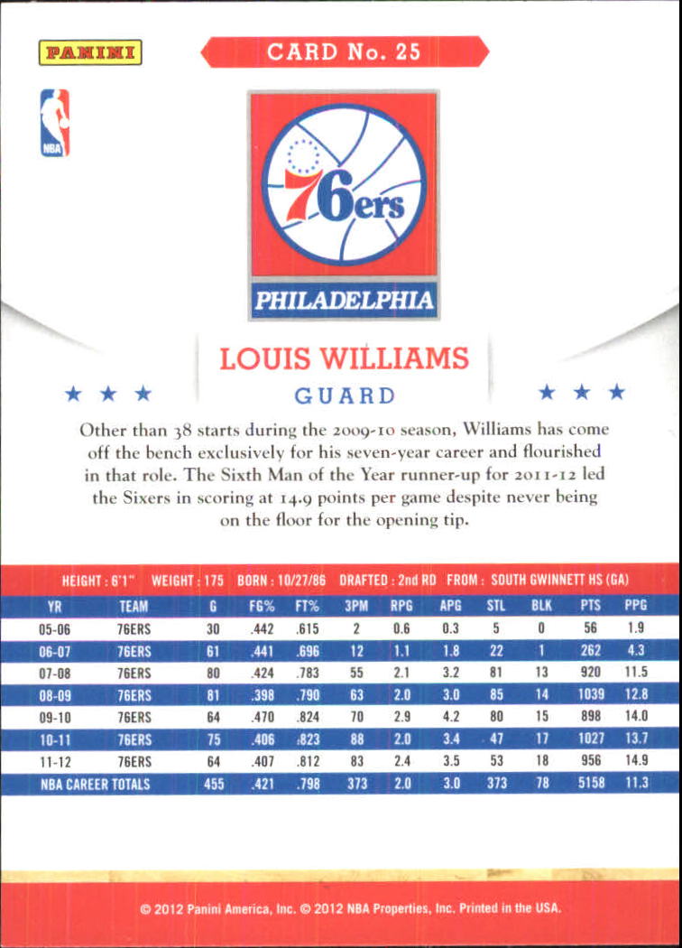 2012-13 Hoops Glossy #25 Louis Williams back image