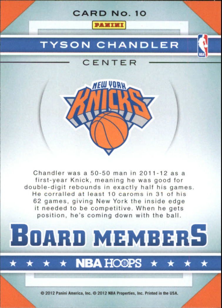 2012-13 Hoops Board Members #10 Tyson Chandler back image