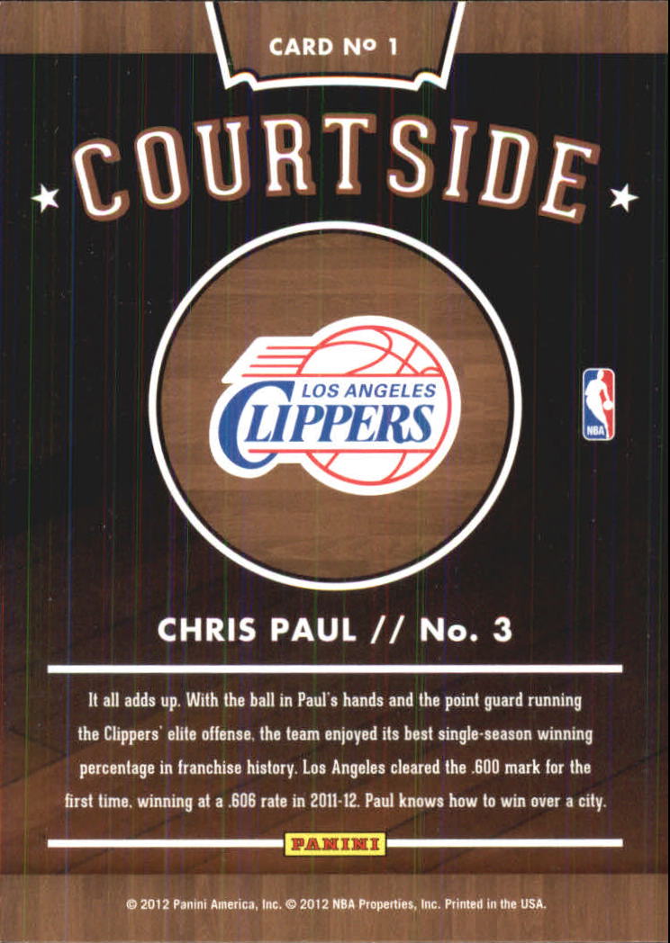 2012-13 Hoops Courtside #1 Chris Paul back image