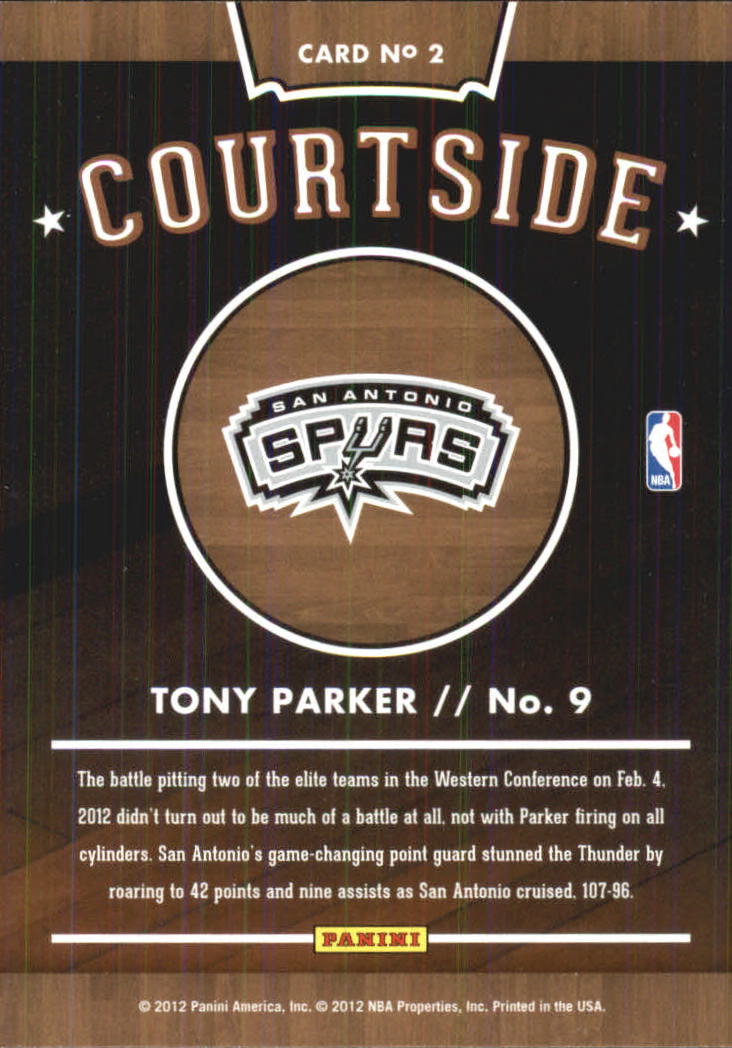 2012-13 Hoops Courtside #2 Tony Parker back image