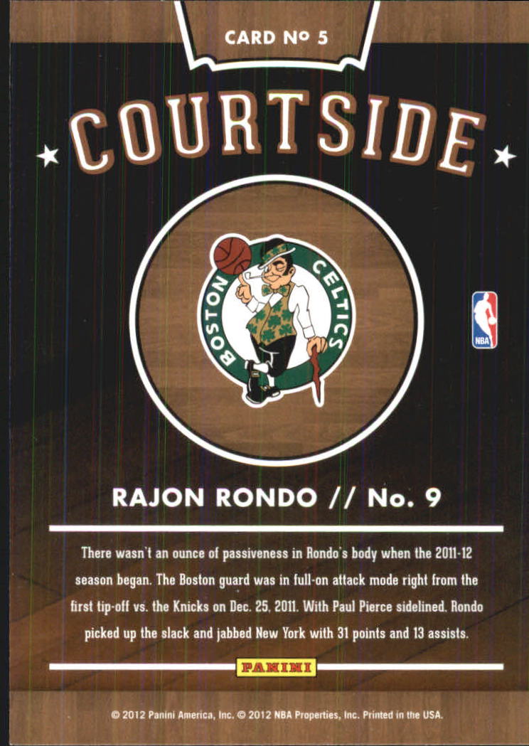 2012-13 Hoops Courtside #5 Rajon Rondo back image