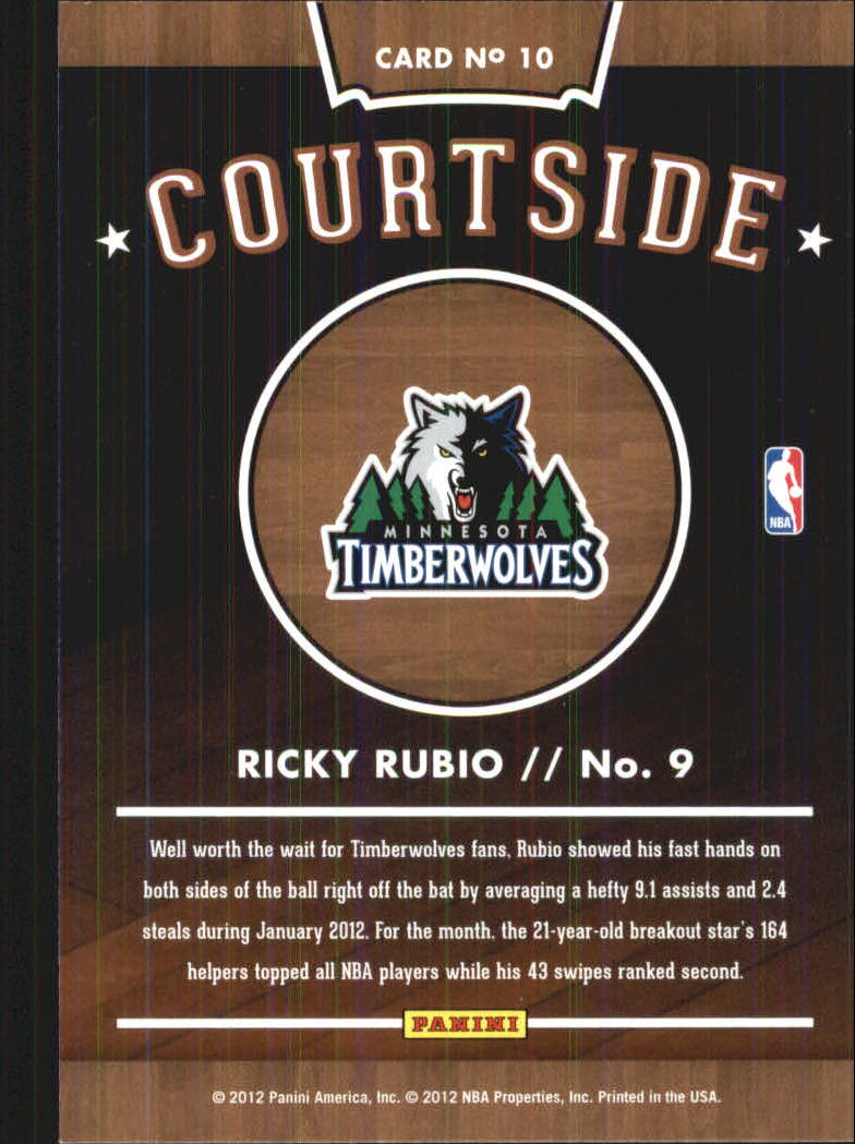 2012-13 Hoops Courtside #10 Ricky Rubio back image