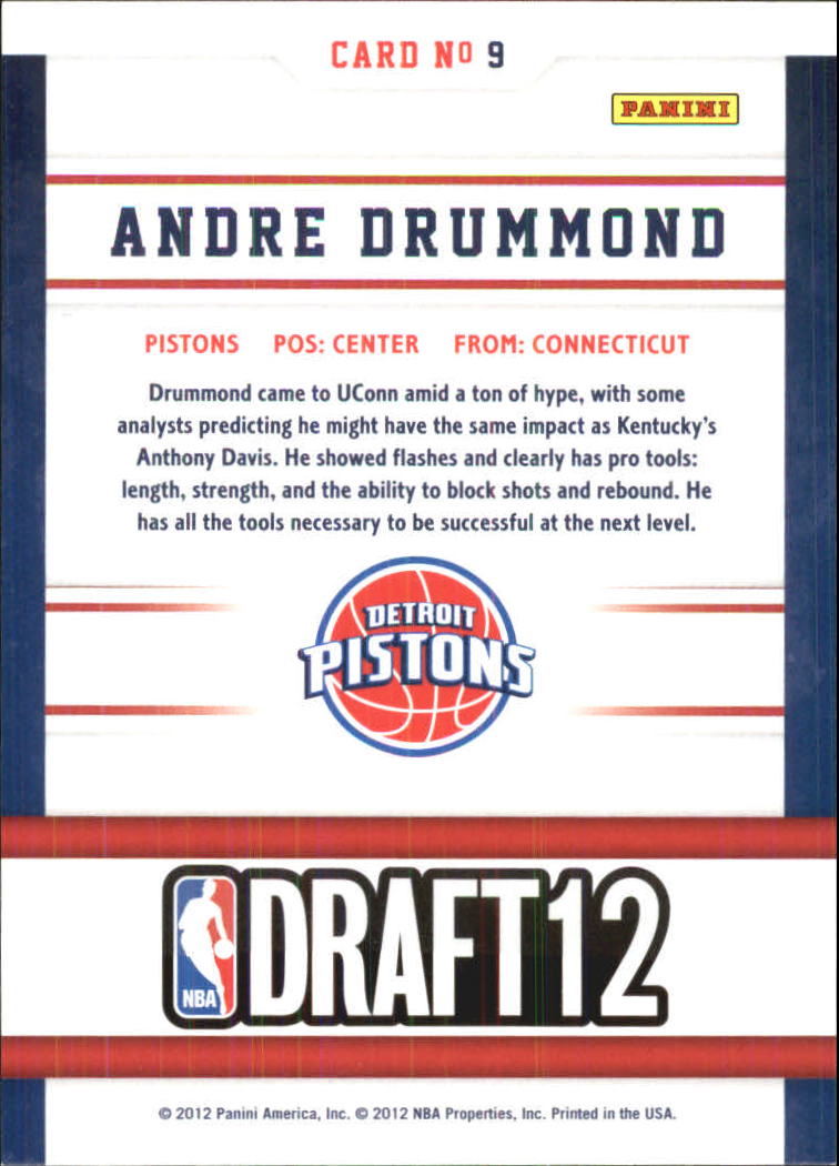 2012-13 Hoops Draft Night #9 Andre Drummond back image