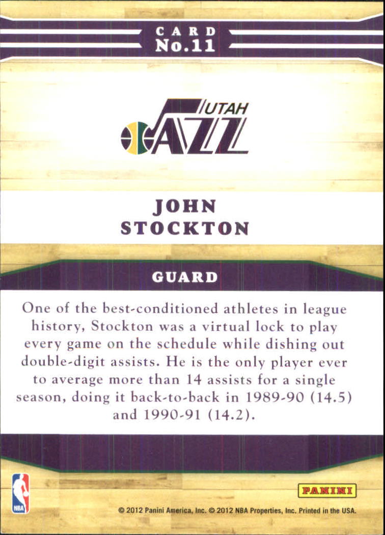 2012-13 Hoops Franchise Greats #11 John Stockton back image