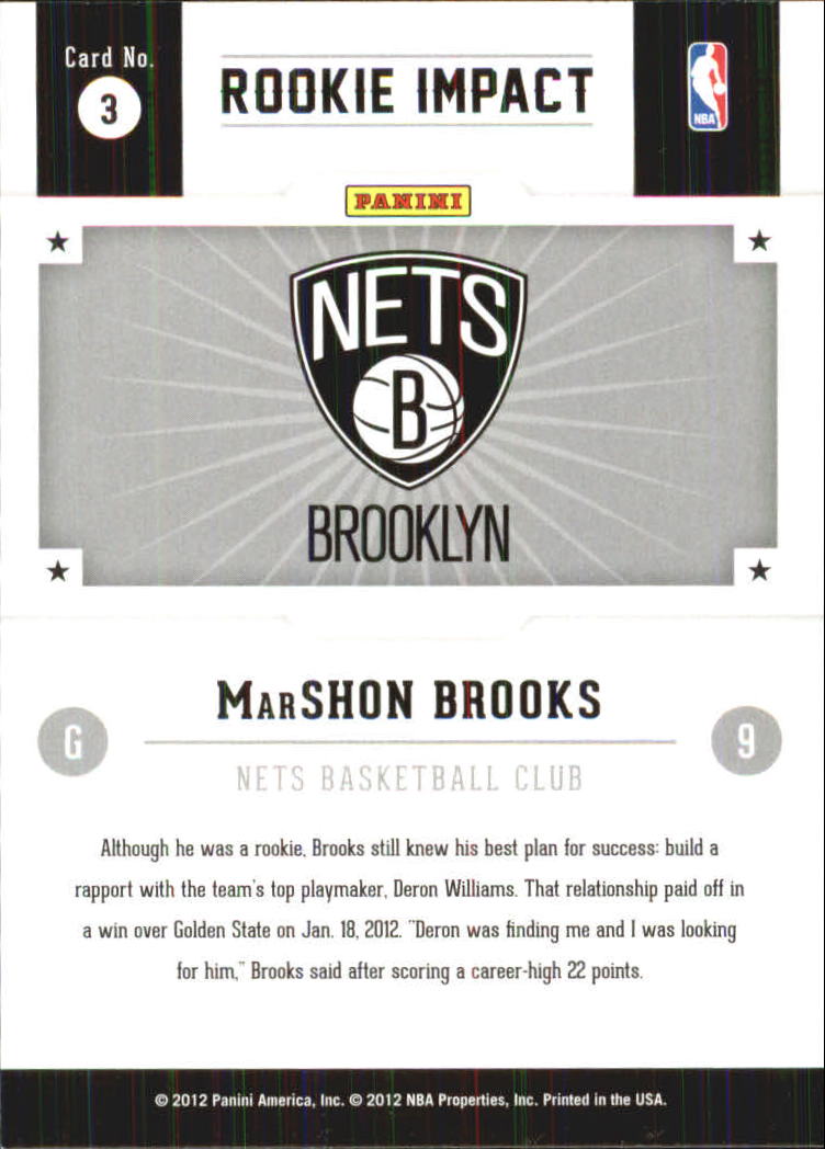 2012-13 Hoops Rookie Impact #3 MarShon Brooks back image