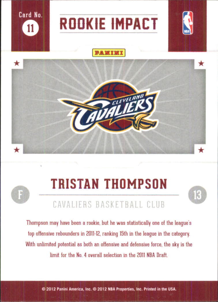 2012-13 Hoops Rookie Impact #11 Tristan Thompson back image