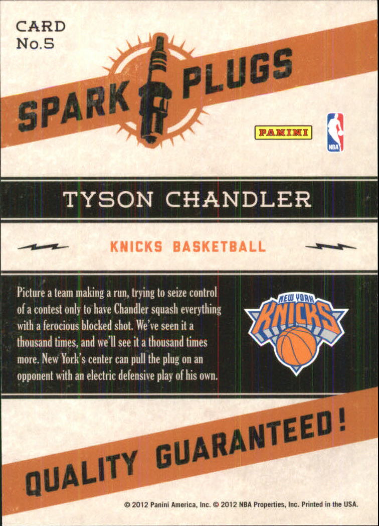 2012-13 Hoops Spark Plugs #5 Tyson Chandler back image