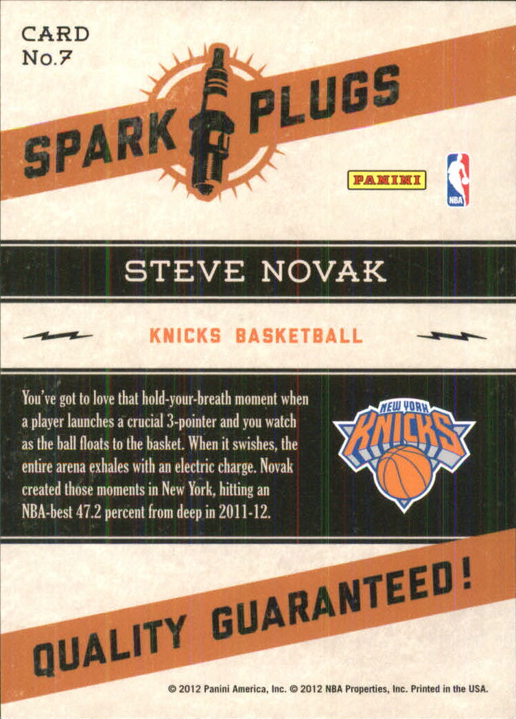 2012-13 Hoops Spark Plugs #7 Steve Novak back image