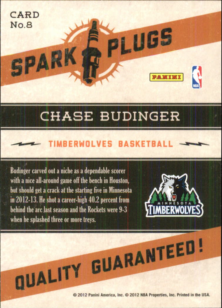 2012-13 Hoops Spark Plugs #8 Chase Budinger back image