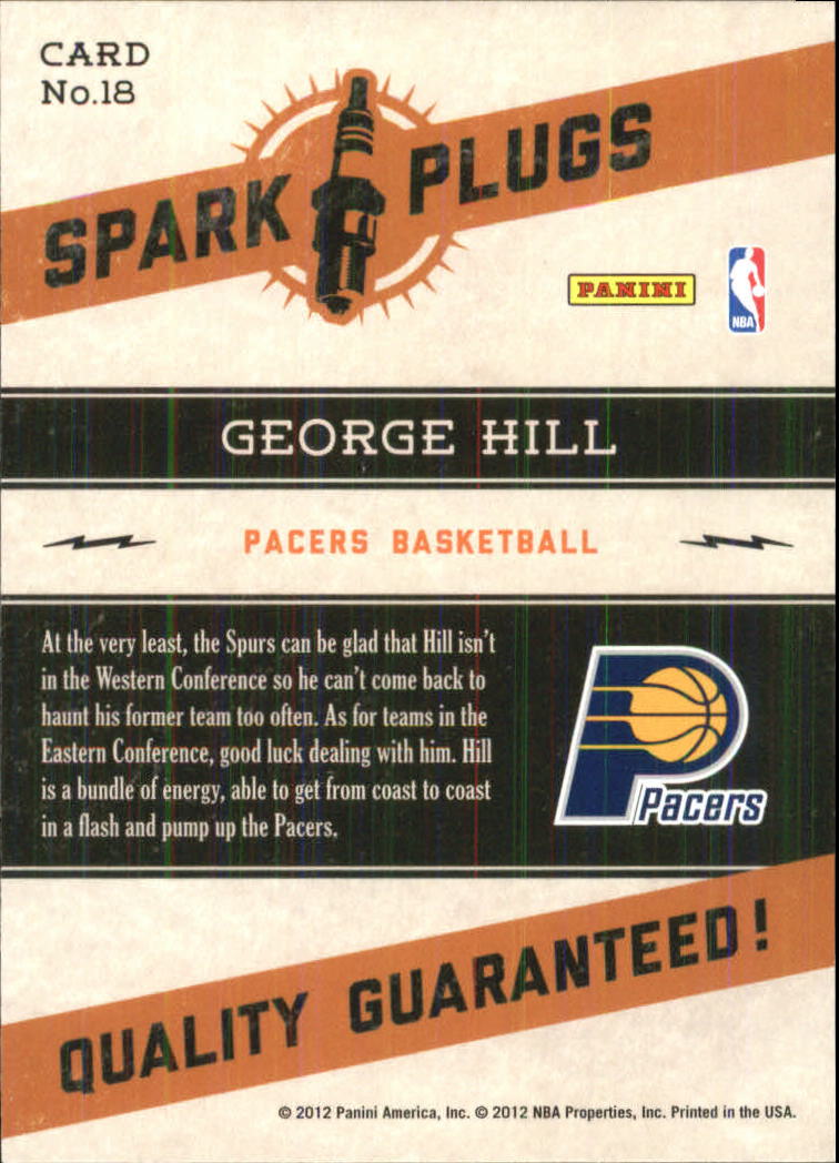 2012-13 Hoops Spark Plugs #18 George Hill back image