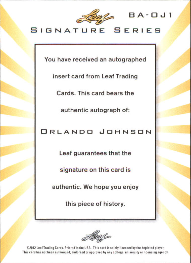 2012-13 Leaf Signature #OJ1 Orlando Johnson back image