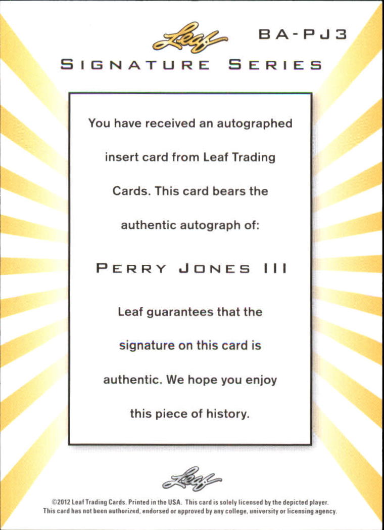 2012-13 Leaf Signature #PJ3 Perry Jones back image