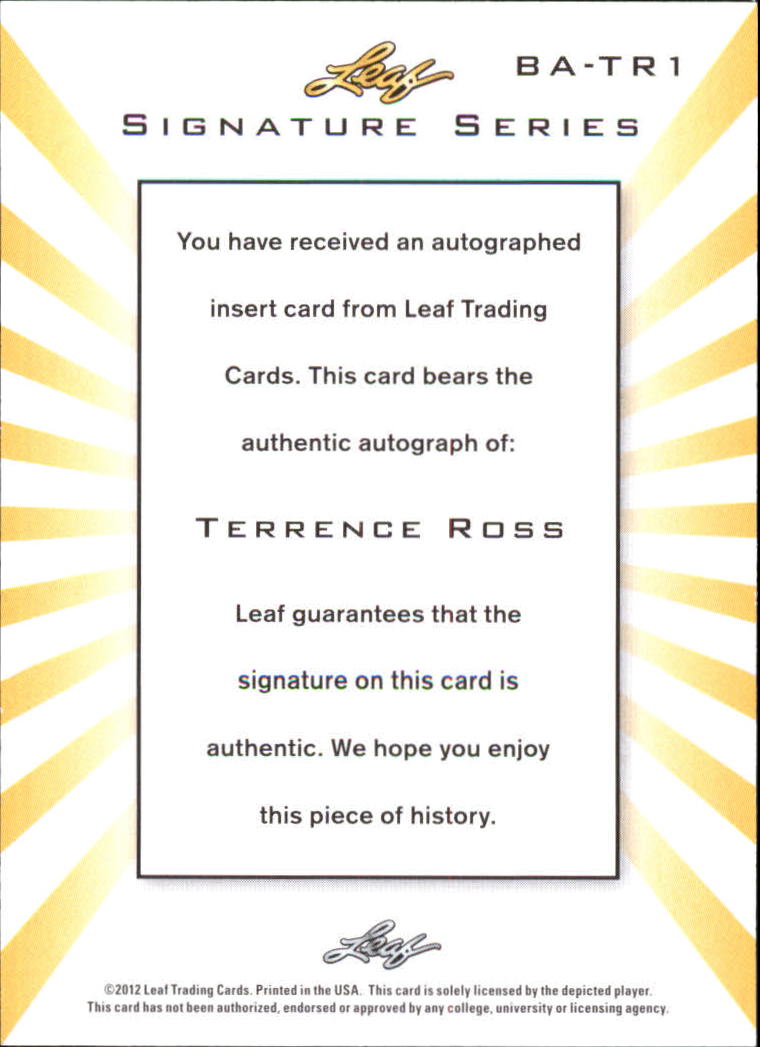 2012-13 Leaf Signature #TR1 Terrence Ross back image