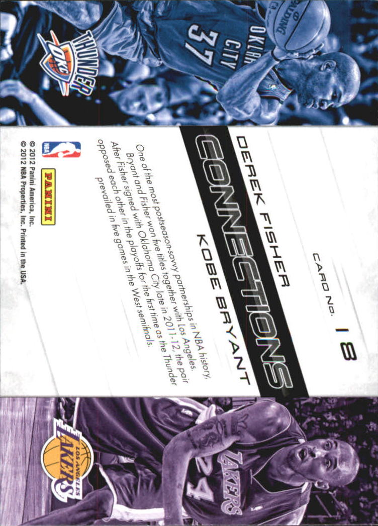 2012-13 Prestige Connections #18 Derek Fisher/Kobe Bryant back image