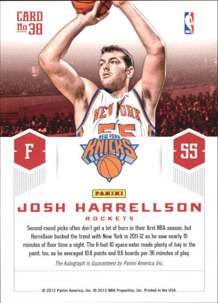 2012-13 Prestige Prestigious Picks Signatures #38 Josh Harrellson back image